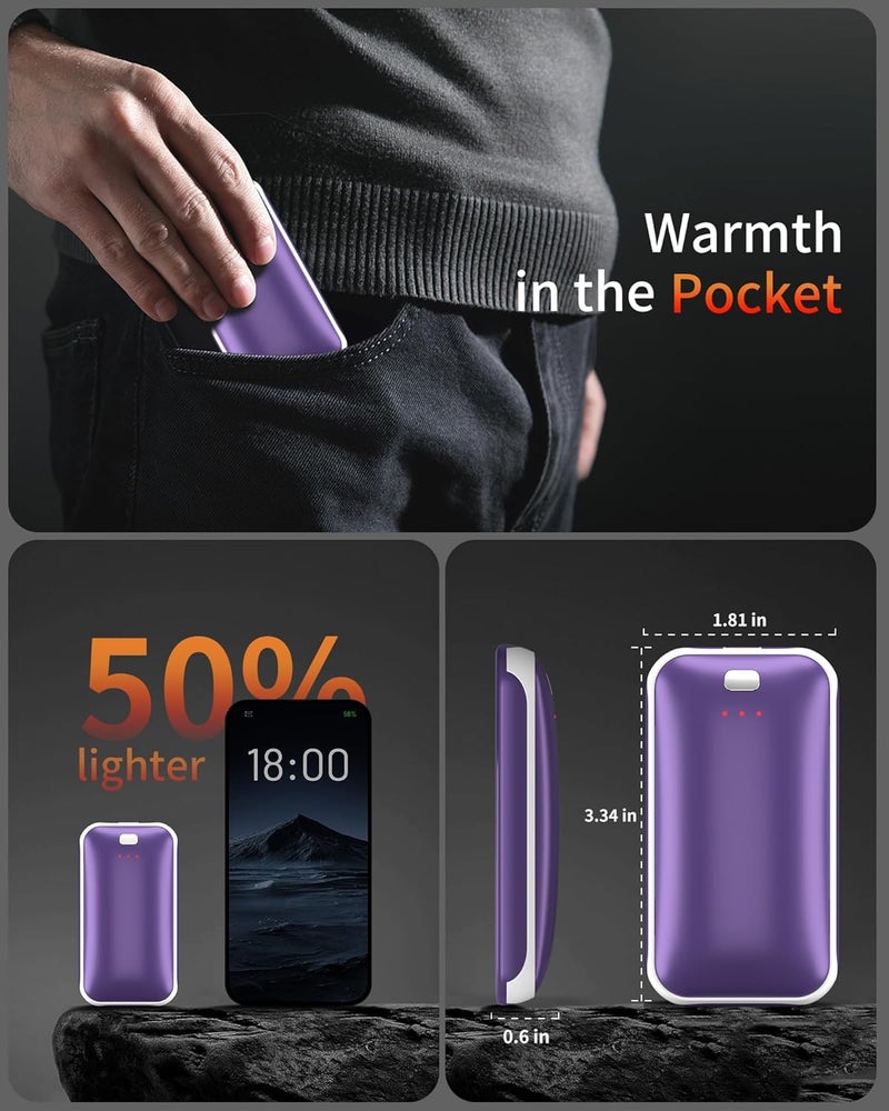 Lerat Hand Warmers Rechargeable, 2 Pack Electric Hand Warmer, Reusable Portable Pocket Heater USB Handwarmers, Gifts for Men, Women, Indoor, Outdoor, Hiking, Skiing, Camping, Hunting Accessories - Image 3